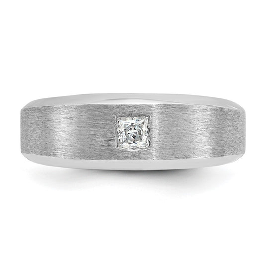 IB Goodman Men's 14K White Gold Polished & Satin 1/6 ct Diamond Ring, 8mm