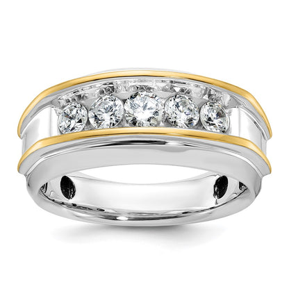 IBGoodman Two-tone Men's Polished 5-Stone 1 Carat AA Quality Diamond Ring - WBC