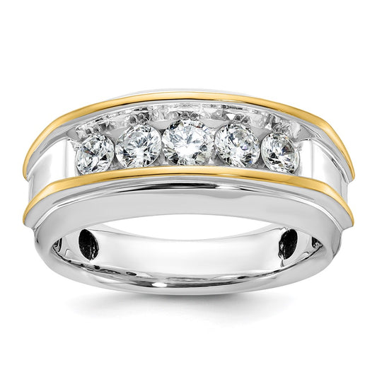 IBGoodman Two-tone Men's Polished 5-Stone 1 Carat AA Quality Diamond Ring - WBC