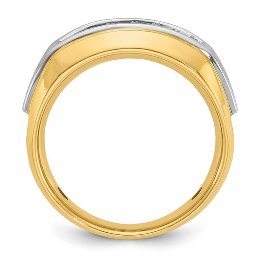 IB Goodman Two-tone Mens Polished and Satin 2-Row 1/2 Carat AA Quality Diamond Ring - WBC