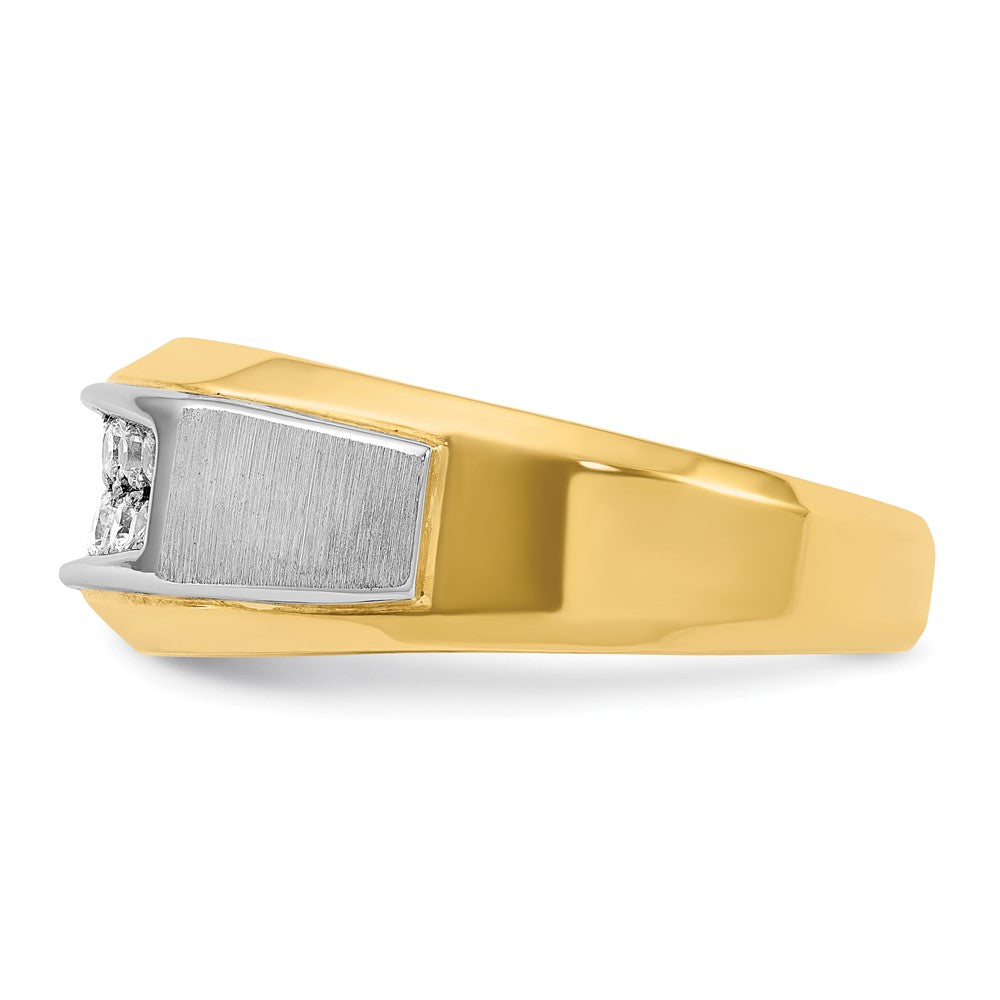 IB Goodman Two-tone Mens Polished and Satin 2-Row 1/2 Carat AA Quality Diamond Ring - WBC