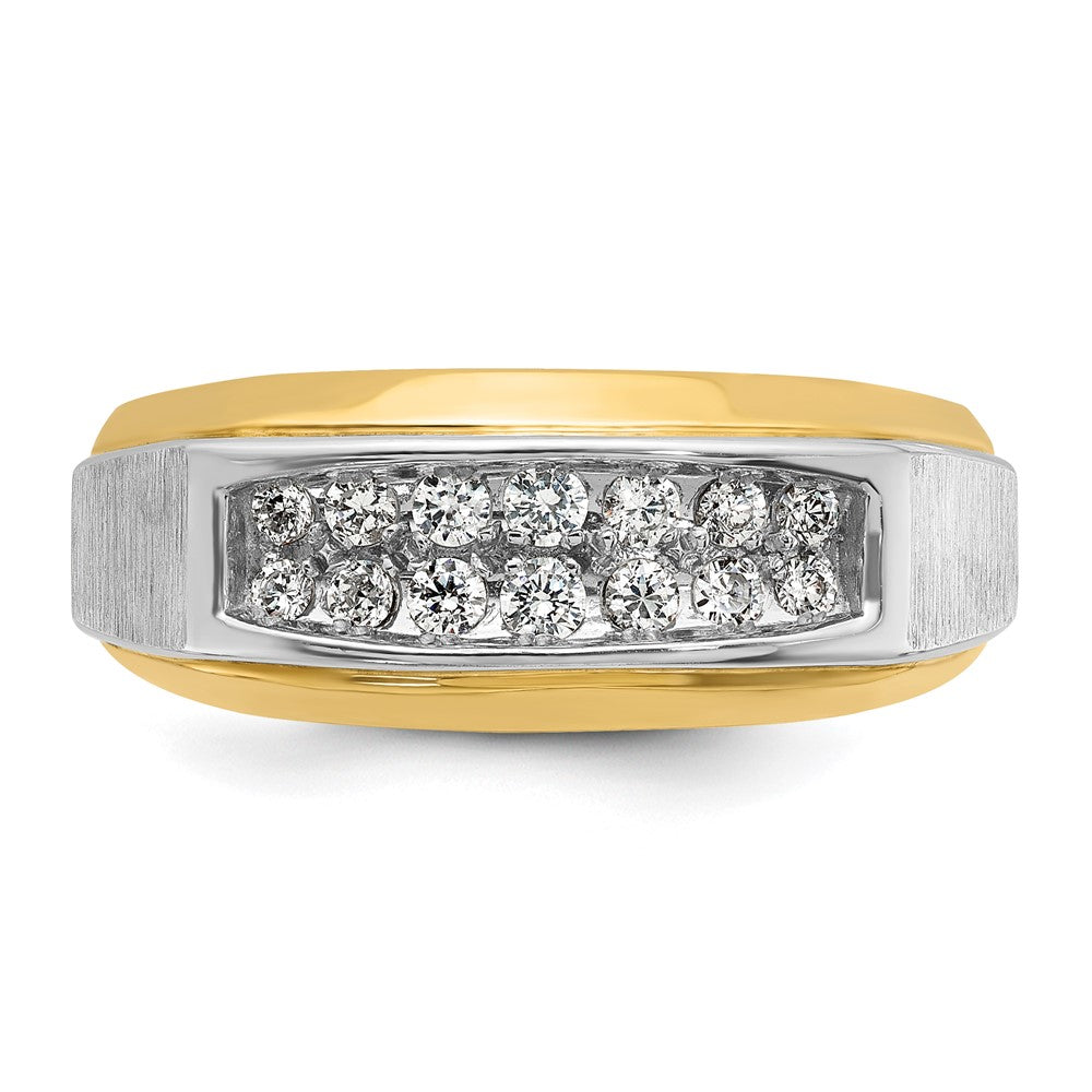 IB Goodman Two-tone Mens Polished and Satin 2-Row 1/2 Carat AA Quality Diamond Ring - WBC