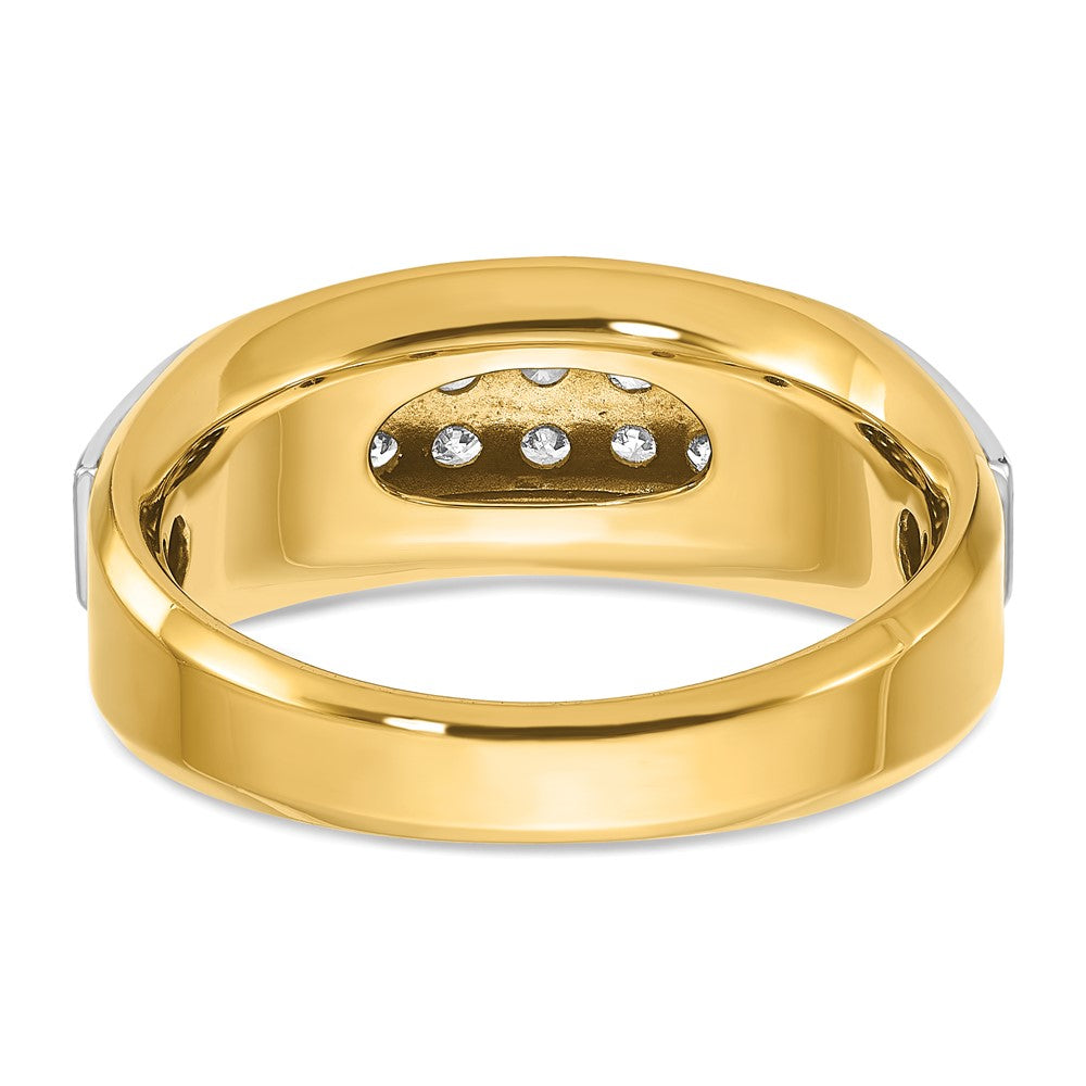 IB Goodman Two-tone Mens Polished and Satin 2-Row 1/2 Carat AA Quality Diamond Ring - WBC
