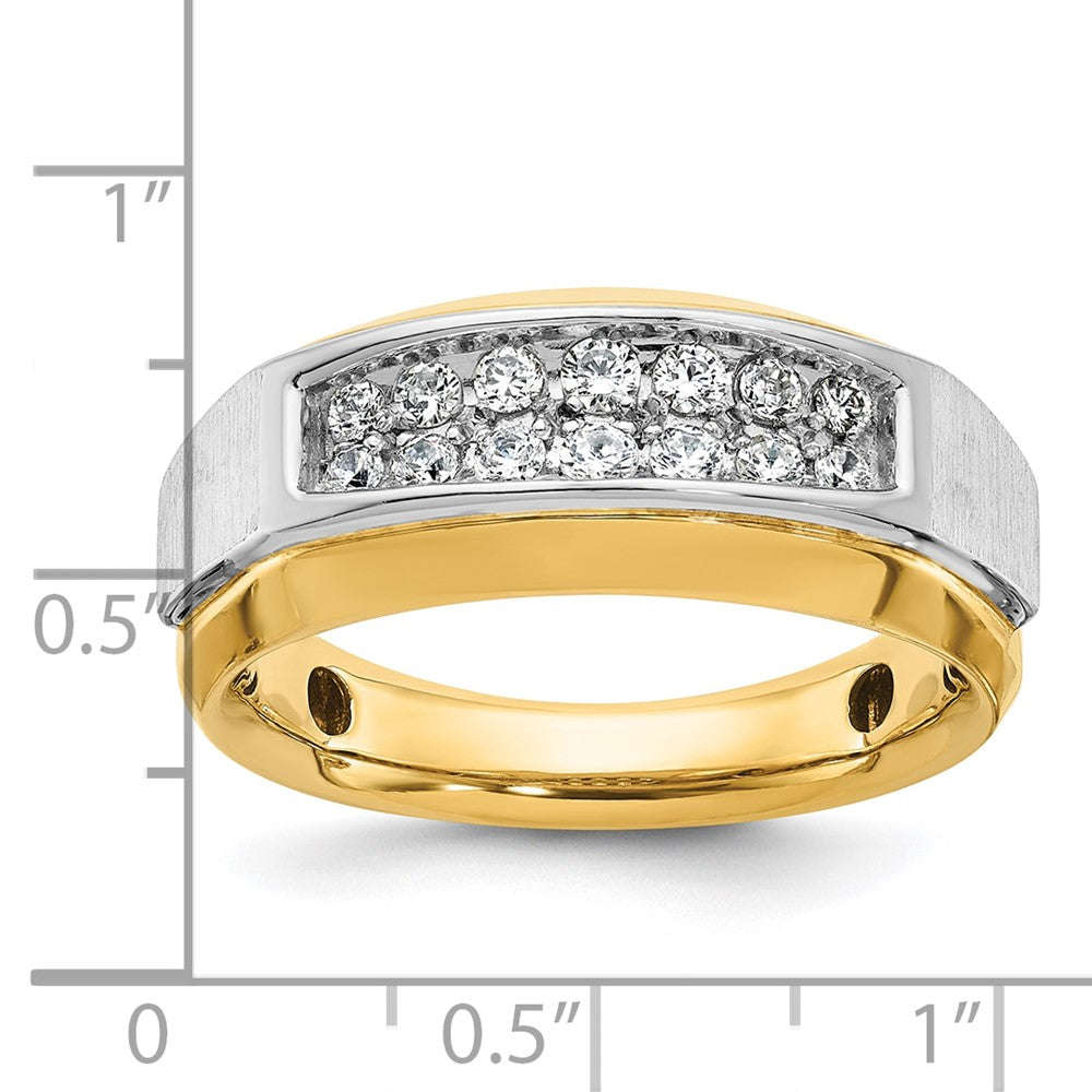 IB Goodman Two-tone Mens Polished and Satin 2-Row 1/2 Carat AA Quality Diamond Ring - WBC