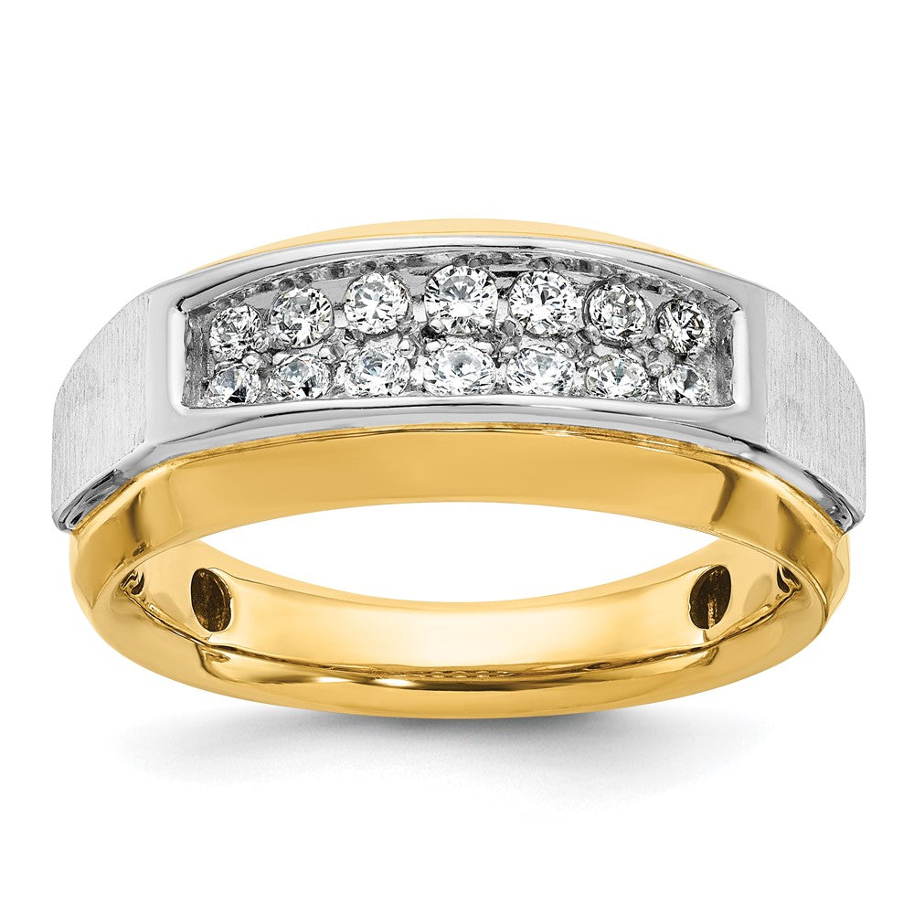 IB Goodman Two-tone Mens Polished and Satin 2-Row 1/2 Carat AA Quality Diamond Ring - WBC