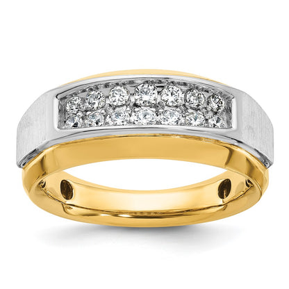 IB Goodman Two-tone Mens Polished and Satin 2-Row 1/2 Carat AA Quality Diamond Ring - WBC