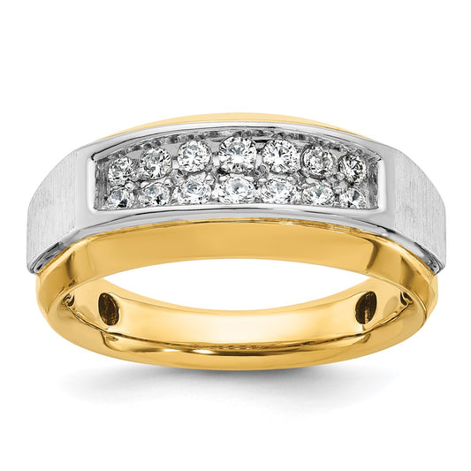 IB Goodman Two-tone Mens Polished and Satin 2-Row 1/2 Carat AA Quality Diamond Ring - WBC