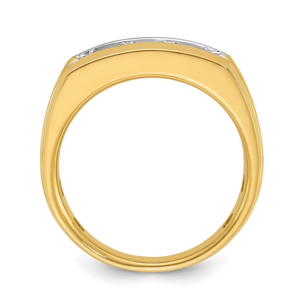 IBGoodman with Rhodium Men's Polished and Grooved 3-Stone 1/2 Carat AA Quality Diamond Ring - WBC