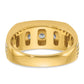 IBGoodman with Rhodium Men's Polished and Grooved 3-Stone 1/2 Carat AA Quality Diamond Ring - WBC