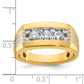 IBGoodman with Rhodium Men's Polished and Grooved 3-Stone 1/2 Carat AA Quality Diamond Ring - WBC