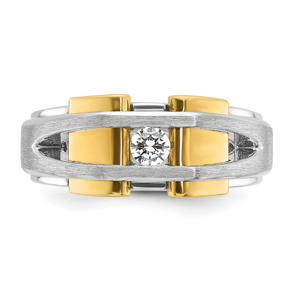 IB Goodman Two-tone Mens Polished and Satin 1/5 carat Diamond Complete Ring - WBC