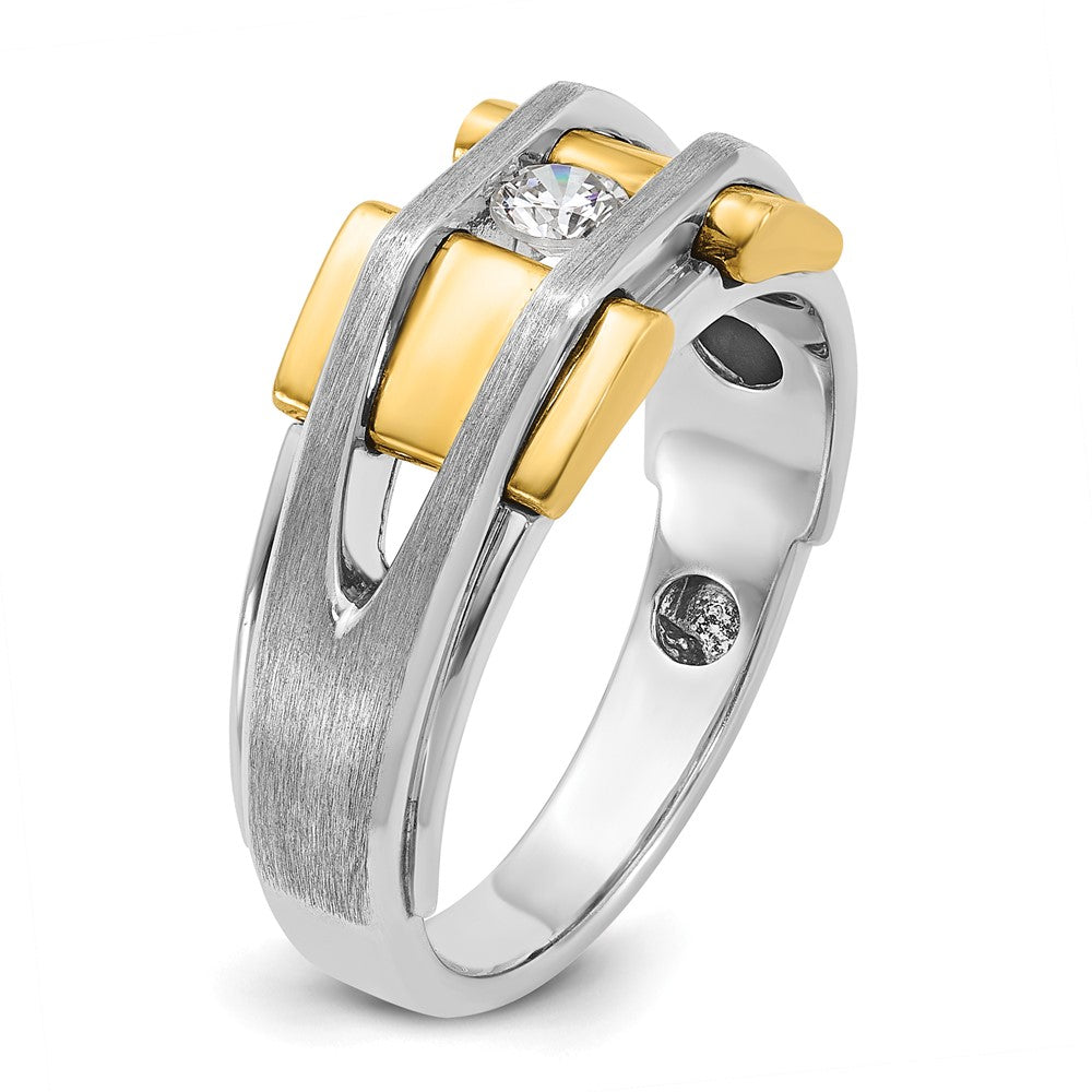 IB Goodman Two-tone Mens Polished and Satin 1/5 carat Diamond Complete Ring - WBC