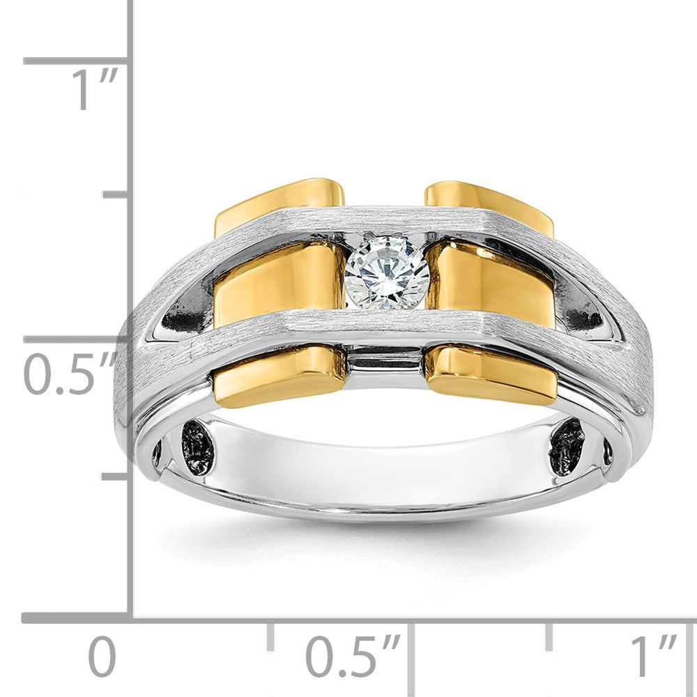 IB Goodman Two-tone Mens Polished and Satin 1/5 carat Diamond Complete Ring - WBC