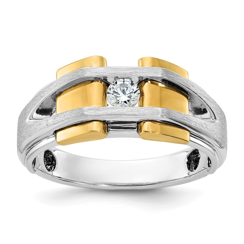 IB Goodman Two-tone Mens Polished and Satin 1/5 carat Diamond Complete Ring - WBC