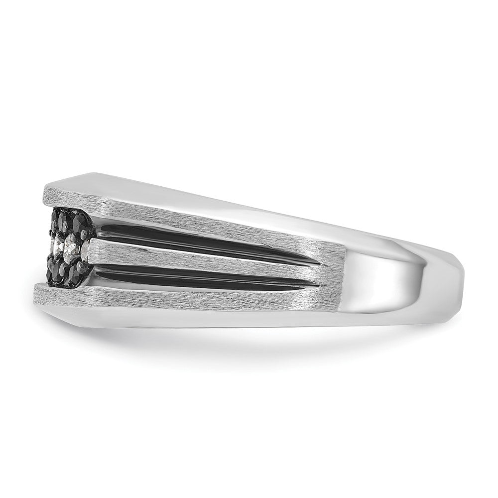 IBGoodman with Black Rhodium Men's Polished Satin and Grooved 1/2 Carat AA Quality Black and Diamond Ring - WBC