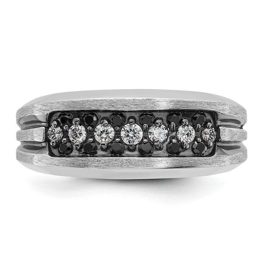 IBGoodman with Black Rhodium Men's Polished Satin and Grooved 1/2 Carat AA Quality Black and Diamond Ring - WBC