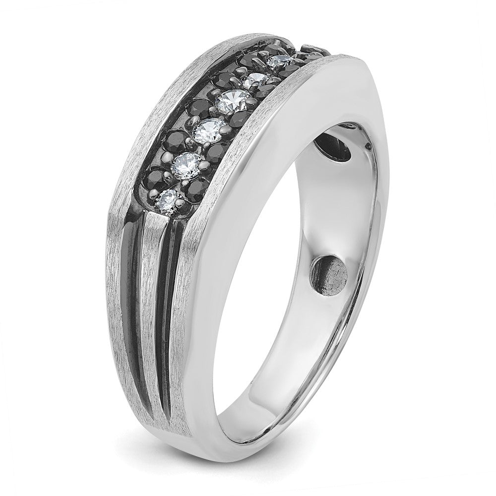 IBGoodman with Black Rhodium Men's Polished Satin and Grooved 1/2 Carat AA Quality Black and Diamond Ring - WBC