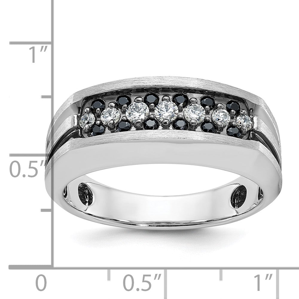 IBGoodman with Black Rhodium Men's Polished Satin and Grooved 1/2 Carat AA Quality Black and Diamond Ring - WBC
