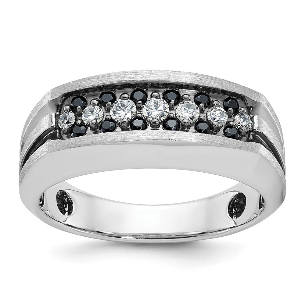 IBGoodman with Black Rhodium Men's Polished Satin and Grooved 1/2 Carat AA Quality Black and Diamond Ring - WBC
