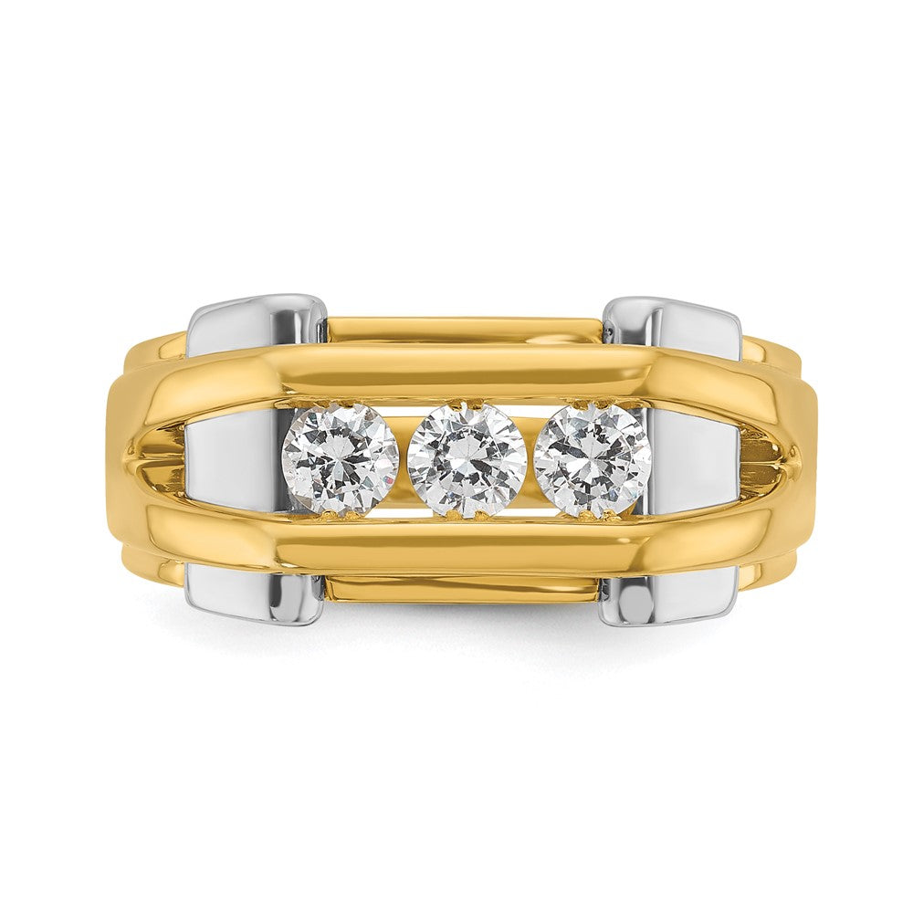 IB Goodman Two-tone Mens Polished 3-Stone 1/2 Carat AA Quality Diamond Ring - WBC