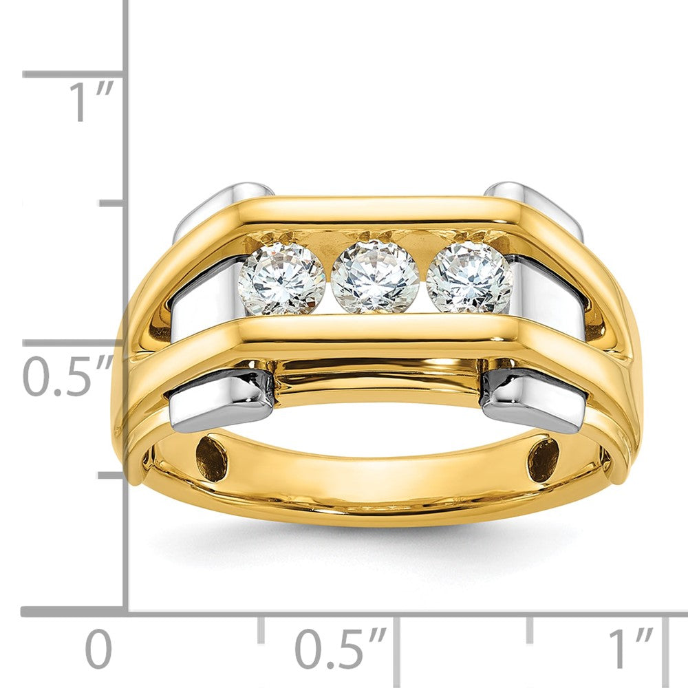 IB Goodman Two-tone Mens Polished 3-Stone 1/2 Carat AA Quality Diamond Ring - WBC