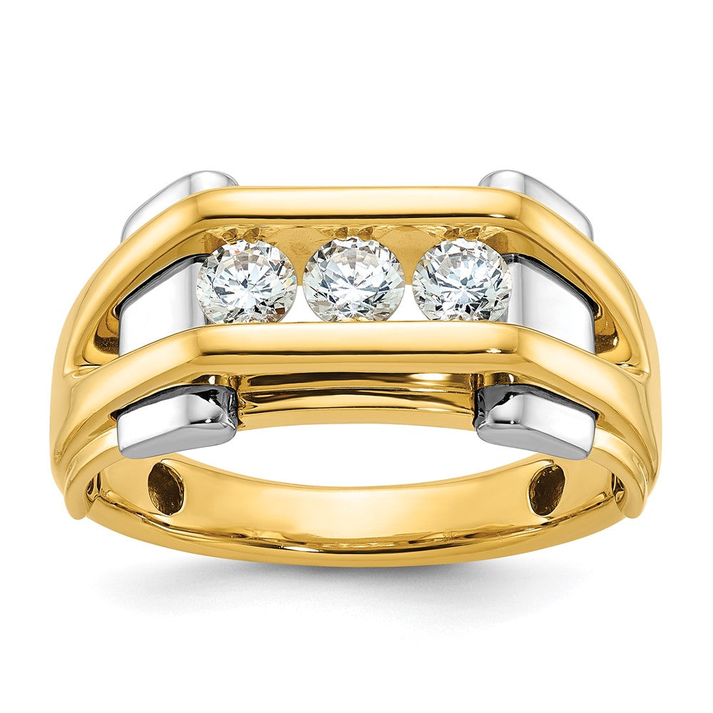 IB Goodman Two-tone Mens Polished 3-Stone 1/2 Carat AA Quality Diamond Ring - WBC