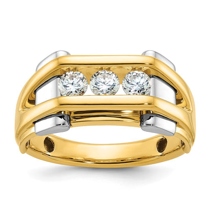 IB Goodman Two-tone Mens Polished 3-Stone 1/2 Carat AA Quality Diamond Ring - WBC