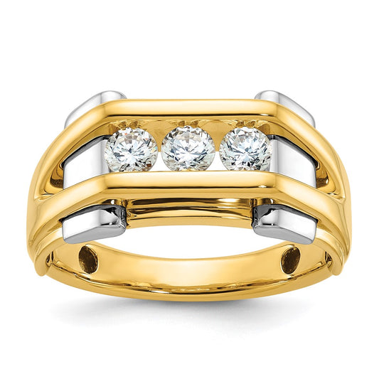 IB Goodman Two-tone Mens Polished 3-Stone 1/2 Carat AA Quality Diamond Ring - WBC