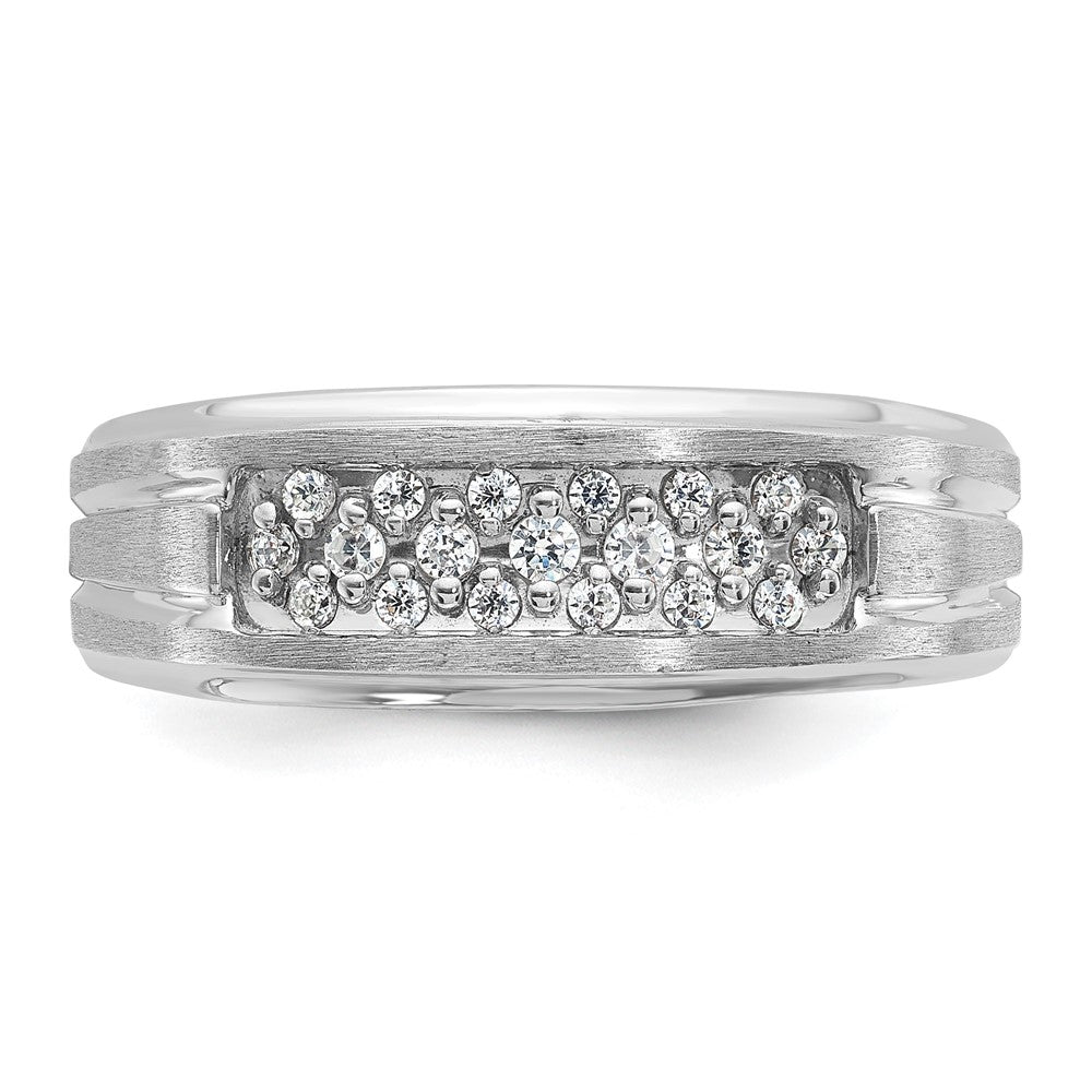 IB Goodman Mens Polished Satin and Grooved 1/4 Carat AA Quality Diamond Ring - WBC