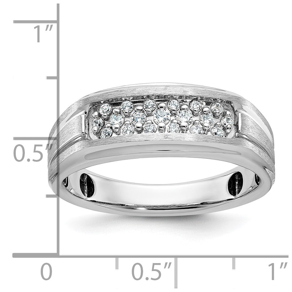 IB Goodman Mens Polished Satin and Grooved 1/4 Carat AA Quality Diamond Ring - WBC