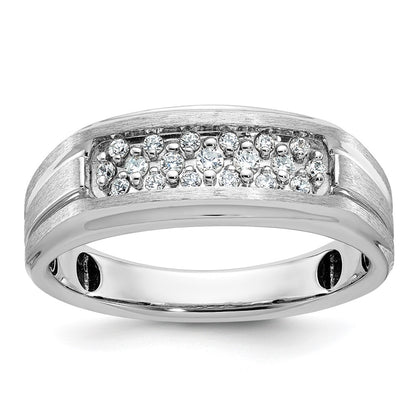 IB Goodman Mens Polished Satin and Grooved 1/4 Carat AA Quality Diamond Ring - WBC