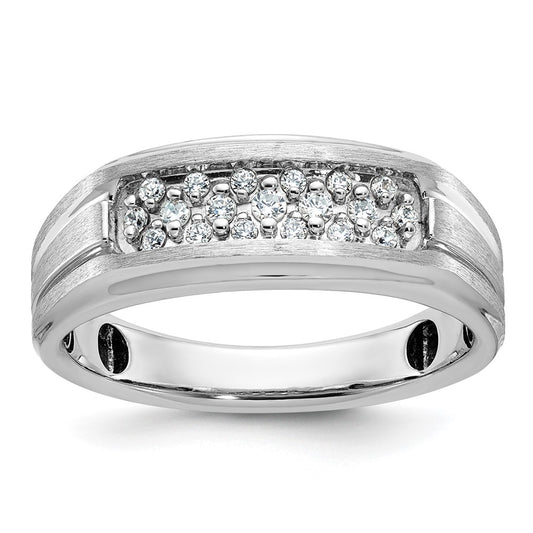 IB Goodman Mens Polished Satin and Grooved 1/4 Carat AA Quality Diamond Ring - WBC