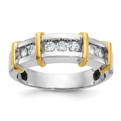 IBGoodman Two-tone Men's Polished 7-Stone 1/2 Carat AA Quality Diamond Ring - WBC