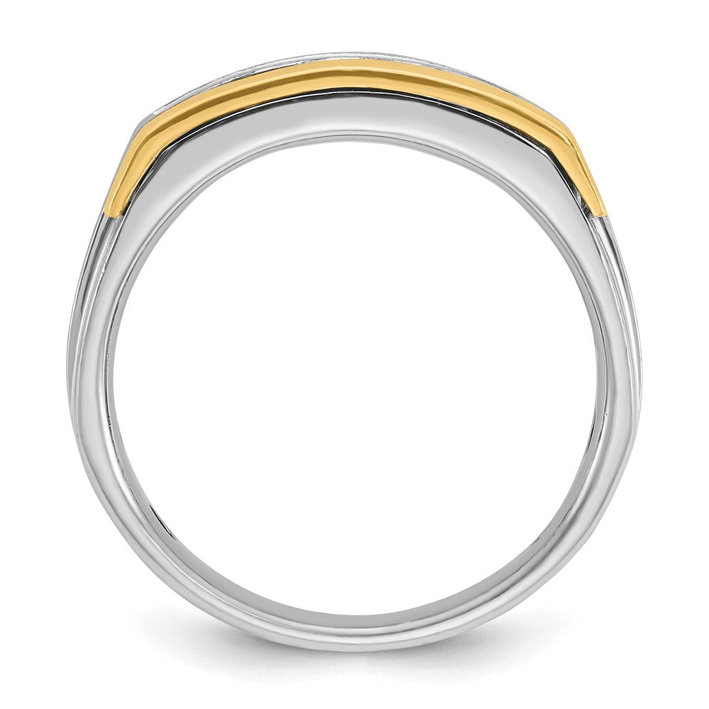 IBGoodman Two-tone Men's Polished Satin and Grooved Square 5-Stone 1 Carat AA Quality Diamond Ring - WBC