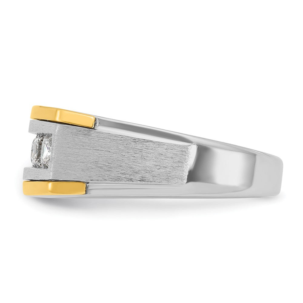 IBGoodman Two-tone Men's Polished Satin and Grooved Square 5-Stone 1 Carat AA Quality Diamond Ring - WBC