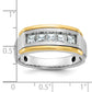 IBGoodman Two-tone Men's Polished Satin and Grooved Square 5-Stone 1 Carat AA Quality Diamond Ring - WBC