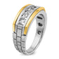 IBGoodman Two-tone Men's Polished Satin and Grooved 5-Stone 1 Carat Square AA Quality Diamond Ring - WBC
