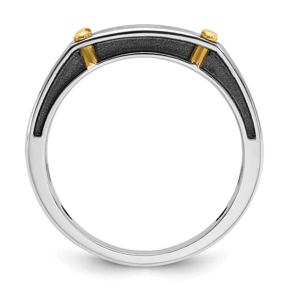 IBGoodman Two-tone with Black Rhodium Men's Polished Satin and Grooved 5-Stone 1/4 Carat AA Quality Diamond Ring - WBC