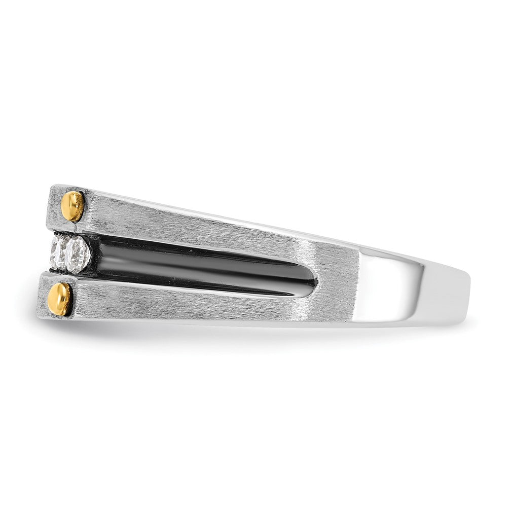 IBGoodman Two-tone with Black Rhodium Men's Polished Satin and Grooved 5-Stone 1/4 Carat AA Quality Diamond Ring - WBC