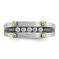 IBGoodman Two-tone with Black Rhodium Men's Polished Satin and Grooved 5-Stone 1/4 Carat AA Quality Diamond Ring - WBC