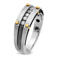 IBGoodman Two-tone with Black Rhodium Men's Polished Satin and Grooved 5-Stone 1/4 Carat AA Quality Diamond Ring - WBC
