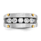 IBGoodman Two-tone with Black Rhodium Men's Polished Satin and Grooved 5-Stone 1 Carat AA Quality Diamond Ring - WBC