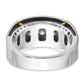 IBGoodman Two-tone with Black Rhodium Men's Polished Satin and Grooved 5-Stone 1 Carat AA Quality Diamond Ring - WBC
