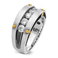 IBGoodman Two-tone with Black Rhodium Men's Polished Satin and Grooved 5-Stone 1 Carat AA Quality Diamond Ring - WBC
