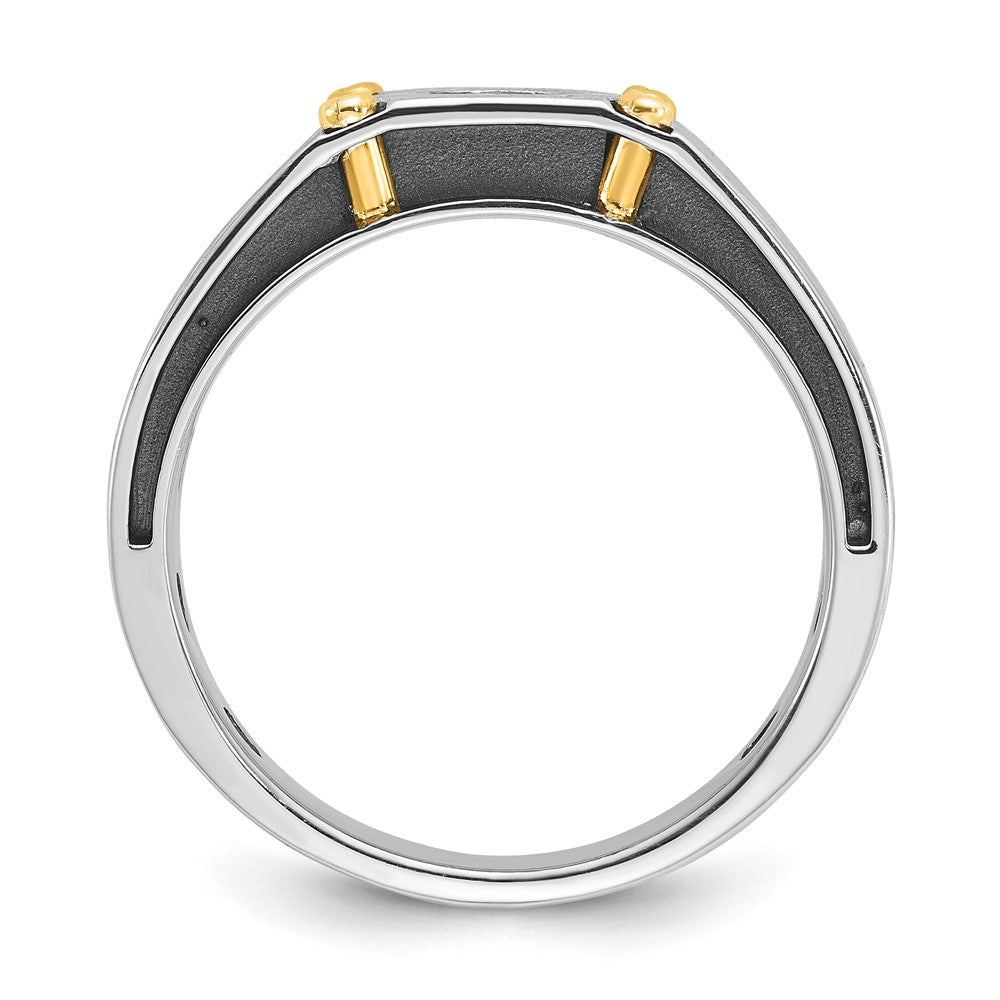 IB Goodman Two-tone Mens Polished and Satin 1/5 carat Diamond Complete Ring - WBC