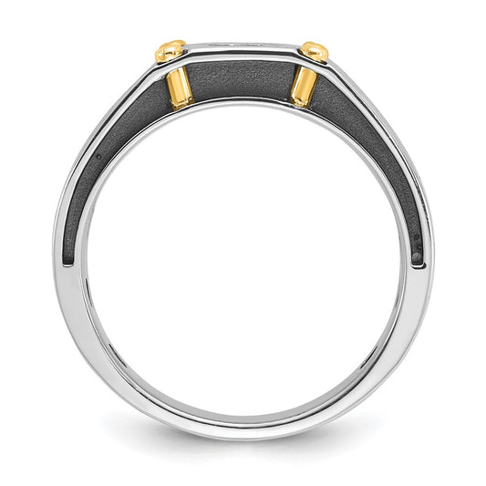 IB Goodman Two-tone Mens Polished and Satin 1/5 carat Diamond Complete Ring - WBC