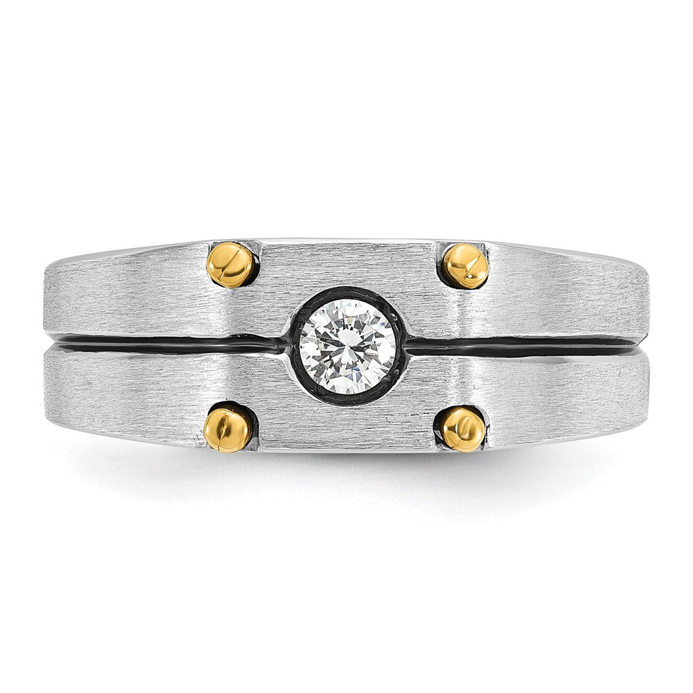 IB Goodman Two-tone Mens Polished and Satin 1/5 carat Diamond Complete Ring - WBC
