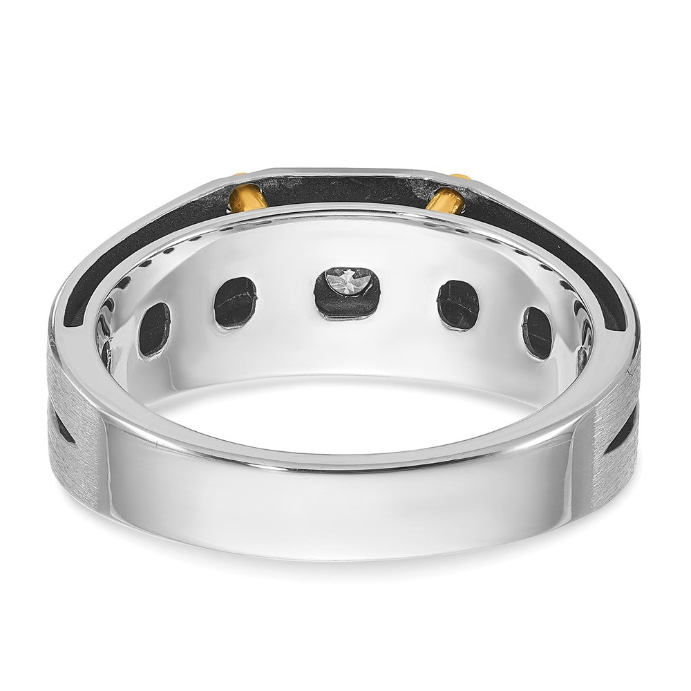 IB Goodman Two-tone Mens Polished and Satin 1/5 carat Diamond Complete Ring - WBC