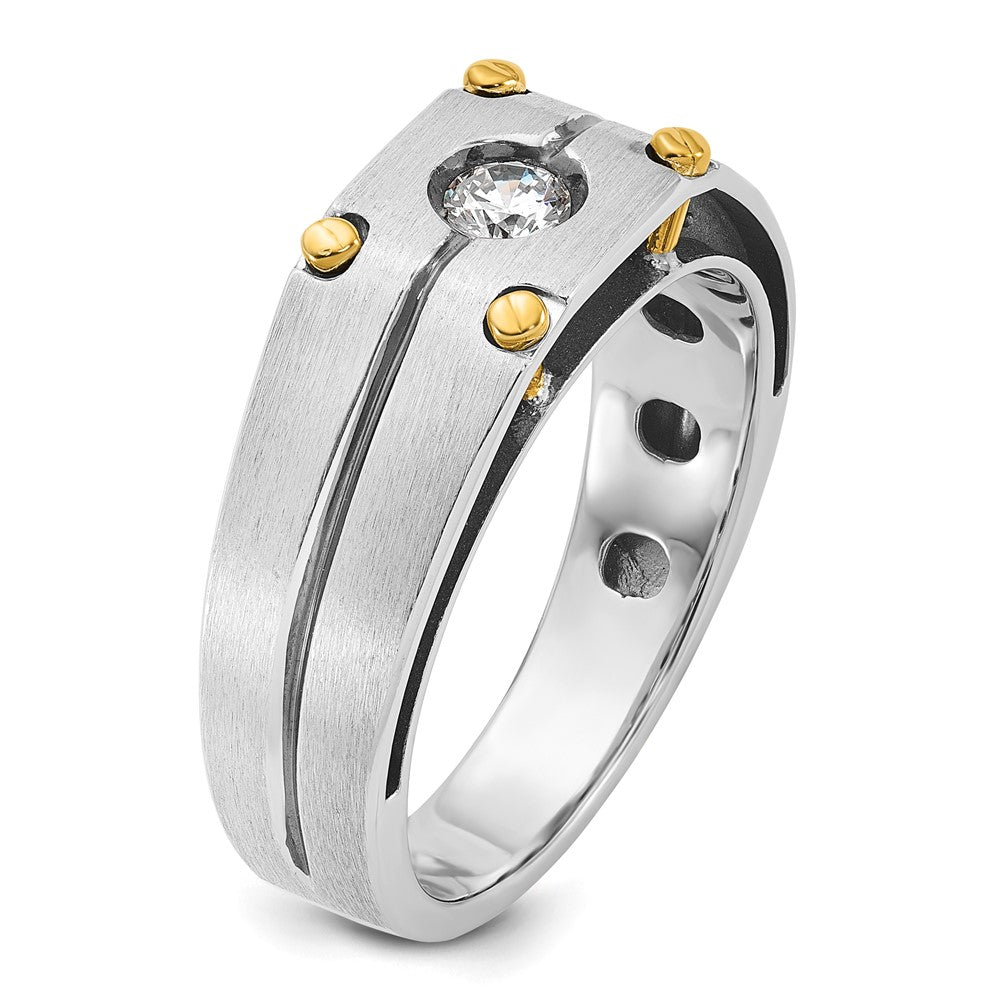 IB Goodman Two-tone Mens Polished and Satin 1/5 carat Diamond Complete Ring - WBC