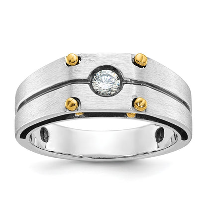IB Goodman Two-tone Mens Polished and Satin 1/5 carat Diamond Complete Ring - WBC